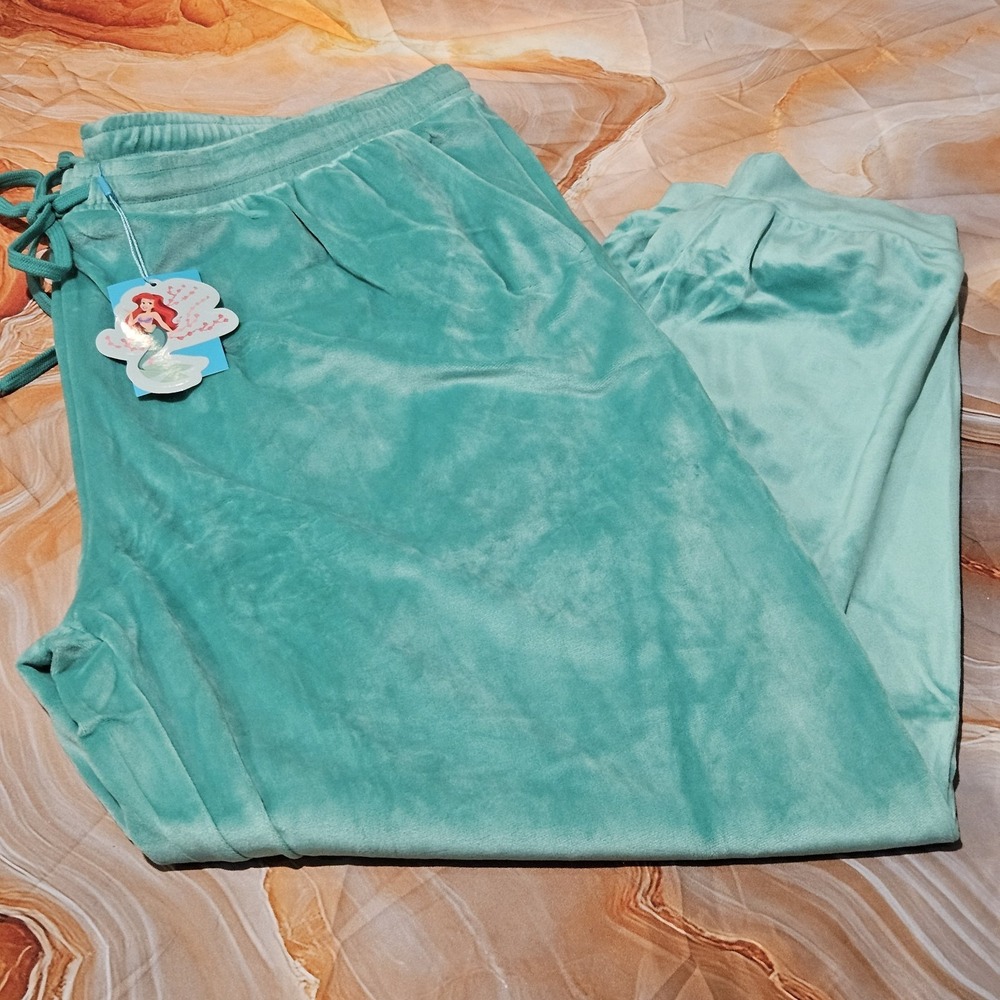Posh Peanut Disney Princess Ariel Womens 2XL Teal Velour Jogger Pants NWT
